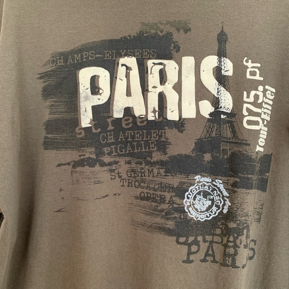 Bundle: 2 Men’s Crewneck T-Shirts: Olive w/Paris Print & White w/Hawaii Print XL - Picture 7 of 10